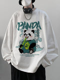 Jinquedai  Cute Panda Men's Chinese Style Graphic T-shirts Oversize Autumn O-neck Clothing Tops Long Sleeve Casual Male Cotton Tee jinquedai
