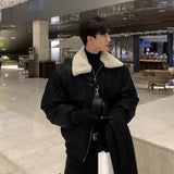 Jinquedai Winter Jacket Men Warm Fashion Casual Thickened Leather Jacket Men Streetwear Korean Loose Short Coat Men Thick Leather Coat jinquedai