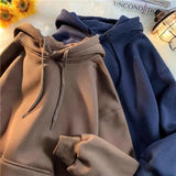 New Solid Color Men Hoodies Fleece Warm Sweatshirt Fashion Streetwear Casual Mens Women‘s Loose Breathable Pullovers Brand Hoody jinquedai