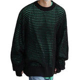 Men's Mesh Hollow Sweater Sexy Hollow Sweater Pullover Sweater Fashionable Spring and Autumn Long-sleeved Sweatshirt jinquedai