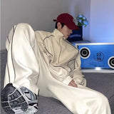 New Trend Men Sport Sets Casuals Sweat Suit Solid Color Sweatshirt Fashion Male Leisure Suit Hip Hop Oversized Casual Suits jinquedai