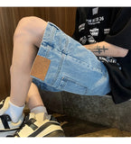 Jinquedai High Street Denim Short Retro Blue Jeans Summer New Men's Baggy Shorts Y2k Oversize Clothes Unisex Jeans jinquedai