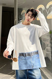 Jinquedai Korean Street fashion Spring Casual Men Personality Jeans Print Long Sleeve T-shirts Sweatshirt Patchwork Loose Sweatshirts jinquedai