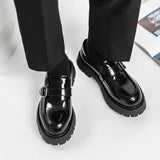 Men Harajuku Korean Style Streetwear Business Casual Thick Platform Leather Wedding Loafers Shoes Male Leather Shoe Man jinquedai