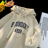 Jinquedai  Thickened Hoodies High Street Fashion Casual Oversized Hoodies Letter Print Pullover Hooded Sweatshirt Male Clothes Tops jinquedai