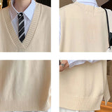 Sweater Vest Men V-neck Loose All-match Solid Simple Korean Style College Couples Popular Spring New Soft Fashion Knitted Design jinquedai