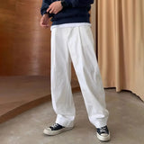 Jinquedai  Summer Baggy Cool Wide Ice Silk Business Thin Loose Cooling Straight Men's Casual Pants Office Trend Y2k Male Trousers jinquedai