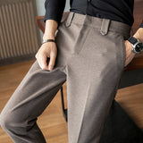 Jinquedai Autumn New Men Gray Woolen Pants, Fashion Casual Sanded Trousers, Asian Size 28-36 Slim Suit Pantalon for Men jinquedai