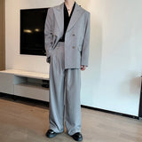 Jinquedai  Men's Japanese Korean Streetwear Fashion Loose Casual Vintage 2 Pieces Sets Suits Blazer Jacket Wide-leg Pants Cityboy Suits
