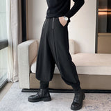 Jinquedai New Fashion Metal Zippered Men's Suit Pants Loose Casual Solid Color Simple Male Trousers 2024 Autumn Personality jinquedai