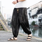 Jinquedai Spring Brand Pants Men Lce Silk Dragon Dark Flower Loose Bloomers High Quality Wide Leg Casual Trousers Male