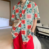 Jinquedai 2024 Fashion Flower Shirts Men Hawaiian Shirt Printing Summer Vacation Beach Lapel Short Sleeve Streetwear Genderless Clothing jinquedai