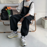 Jinquedai Men Suspenders Jumpsuit Baggy Pants Summer Overalls Japanese Straps Casual Pockets Unisex Oversized Streetwear Male Y2K Clothes jinquedai