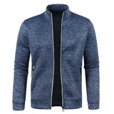 Autumn Winter Men's Zipper Knit Long Sleeves Thin Cashmere Fashion Top Sweater Coat jinquedai