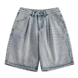 Jinquedai Blue Vintage Denim Shorts Men's 2024 Summer Loose Casual Jeans Shorts Black Retro Baggy Shorts Unisex jinquedai