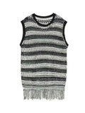 Striped Mesh Vest for Men Vintage Knit Tank Tops Sleeveless Tee Male Casual Summer Beach Japanese Streetwear Hip Hop jinquedai