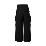 Jinquedai  Style Wide Leg Drawstring Black Cargo Pants Unisex Straight Baggy Casual Overalls Men's Street wear Loose Oversize Trousers jinquedai