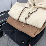 Fall Men's Hooded Sweatshirt Large Pockets Stereo Letters with Drawstring Hoodies Casual Daily Outing Couple Pullover Hoodie jinquedai