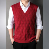 Jinquedai Fleeced Warm Sweaters Male Thick Sleeveless Men's Knitted Vest Harajuku High Quality Y2k Korean Fashion Top Cashmere Waistcoat