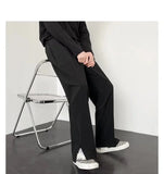 Jinquedai Grey Khaki Black Suit Pants Men Fashion Society Men Dress Pants Korean Loose Straight Wide Leg Pants Men Formal Trousers jinquedai