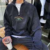 Fashion Men Streetwear Clothing Sweatshirt Zipper Stand Collar Pullovers Casual Loose Polo Shirt Autumn Winter Teens Hoodie jinquedai