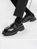 Men Harajuku Korean Style Streetwear Business Casual Thick Platform Leather Wedding Loafers Shoes Male Leather Shoe Man jinquedai