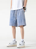 Jinquedai 2024 New Distressed Summer Shorts Men 320G Heavy Cotton Drawstring Harajuku Loose Sweatshorts Male Casual Short Pant Streetwear jinquedai