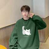 Men's Oversized Hoodie White Fashion 5XL Funny Hoodies Oversize for Men Cat Print Man Casual Wear Hoody Male Sweatshirt jinquedai