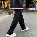 Jinquedai Drawstring Sweatpants Men's Fashion Casual Wide-leg Pants Men Streetwear Loose Straight Trousers Mens Joggers Track Pants S-2XL jinquedai