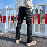 Retro Hole Ripped Distressed Jeans for Men Straight Washed Harajuku Hip Hop Loose Denim Trousers Vibe Style Casual Jean Pants jinquedai