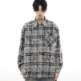 Jinquedai Men Shirt Spring New 2024 Japanese Tie Dyed Plaid Lapel Collar Pockets Tops Cotton College Harajuku Simplicity Shirt Jacket jinquedai