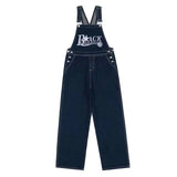 Jinquedai Men Hip-hop Denim Overalls Summer Letter Embroidered High Waist Fashion Cowboy Strap Pants Couple Tooling Suspender Pants jinquedai