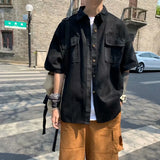 Shirts Men Solid Handsome Casual Ulzzang Loose Chic All-match Male Clothing Fashion Summer Soft Simple рубашки мужские Popular jinquedai