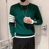 Jinquedai Men's Clothing Striped Green Pullovers Knit Sweater Male Splicing Casual 90s Vintage Old Wool Spring Autumn Sheap Cheap V Tops A