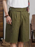 Jinquedai Vintage Gurkha Shorts Men Safari Style High Waist Buckle Button Knee Length Naples Pants Summer Casual Loose Shorts High Quality jinquedai