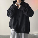 Jinquedai Winter Hooded Sweater Men Warm Fashion Casual Knit Pullover Men Korean Grey Black Loose Long Sleeve Sweater Mens Jumper Clothes jinquedai