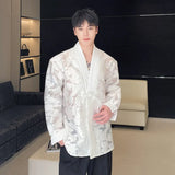 Jinquedai Men's Shirt Personality Hollow Out Jacquard Frog Baggy Male Shirts New Chinese Style 2024 Spring Stylish jinquedai