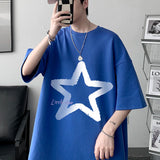 Jinquedai Little Star Printed Men's T Shirt Summer Fashion Casual Short Sleeve Tee Tops Mens Cotton Linen Oversized Hip-Hop T-shirt 5XL jinquedai