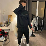 Jinquedai Fall Tracksuits Mens Fashion Patchwork Slim Zipper Hoodies Jackets And Pants Suits Men Winter Casual Long Sleeve Two Piece Sets jinquedai