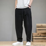 Jinquedai Spring Cotton Linen Pants Men Elastic Waist Casual Harem Pant Loose Sweatpants Traditional Chinese Trousers pantalons homme jinquedai