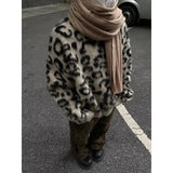 Sweaters Men Fleece Leopard Korean Thicken Warm Knitting Winter Loose Casual Long Sleeve Pullovers Streetwear jinquedai