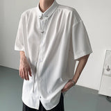 Jinquedai Summer Short Sleeved Shirt Men Fashion Social Men Dress Shirt Korean Loose Casual Shirt Men Oversized White Shirts M-3XL jinquedai