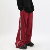 Jinquedai  Y2K Wide Leg Pants with Side Zips Men Sweatpants Male Loose Casual Sport Red Black Trousers Zipper Split jinquedai