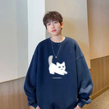 Men's Oversized Hoodie White Fashion 5XL Funny Hoodies Oversize for Men Cat Print Man Casual Wear Hoody Male Sweatshirt jinquedai