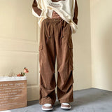 Men's Brown Y2K Baggy Japan Pants Oversized Corduroy Loose Wide Leg Cargo Pant Trousers Casual Men Sweatpants Streetwear Korean jinquedai