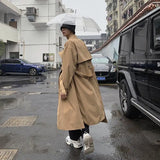 Kpop Windbreaker Men's Korean Trend Mid Length Handsome Over Knee Coat British Autumn Winter Couple Elegant Cloak Coat jinquedai