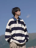 Jinquedai Polo Shirts for Men Stripe Tops Sweatshirts Male Clothes Japan Baggy Designer Casual F Harajuku Fashion Winter Size S Emo New jinquedai