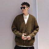 Jinquedai  Knit Cardigan Male Korean Style Sweater Coat Men Old Money Autumn Winter Loose Casual Men's Long Sleeve Streetwear jinquedai