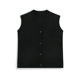 Sweater Vest Men Design Button Up Clothing Sleeveless Casual All-match Teens High Street Harajuku Knitwear Ins Handsome Popular jinquedai