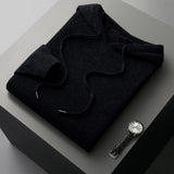 Jinquedai Autumn Winter New Merino Sweater Men's 100% Wool Hooded Collar Knitted Pullover Casual long Sleeved Hoodie jinquedai